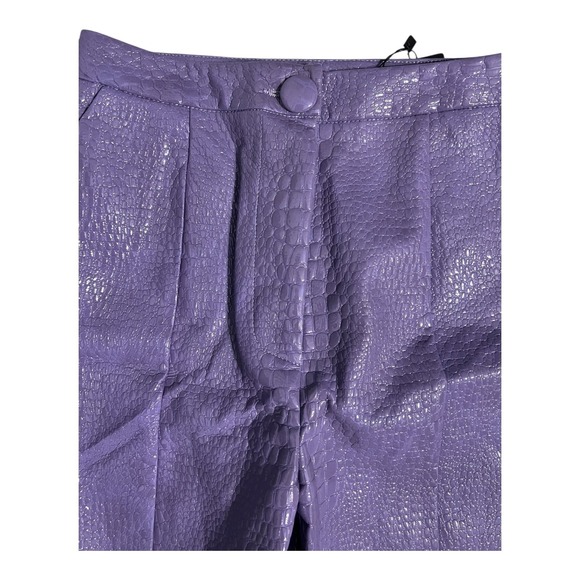 Nasty Gal Purple Croc Embossed Faux Leather High Waist Pants Y2K NWT Size 6 - Picture 4 of 16